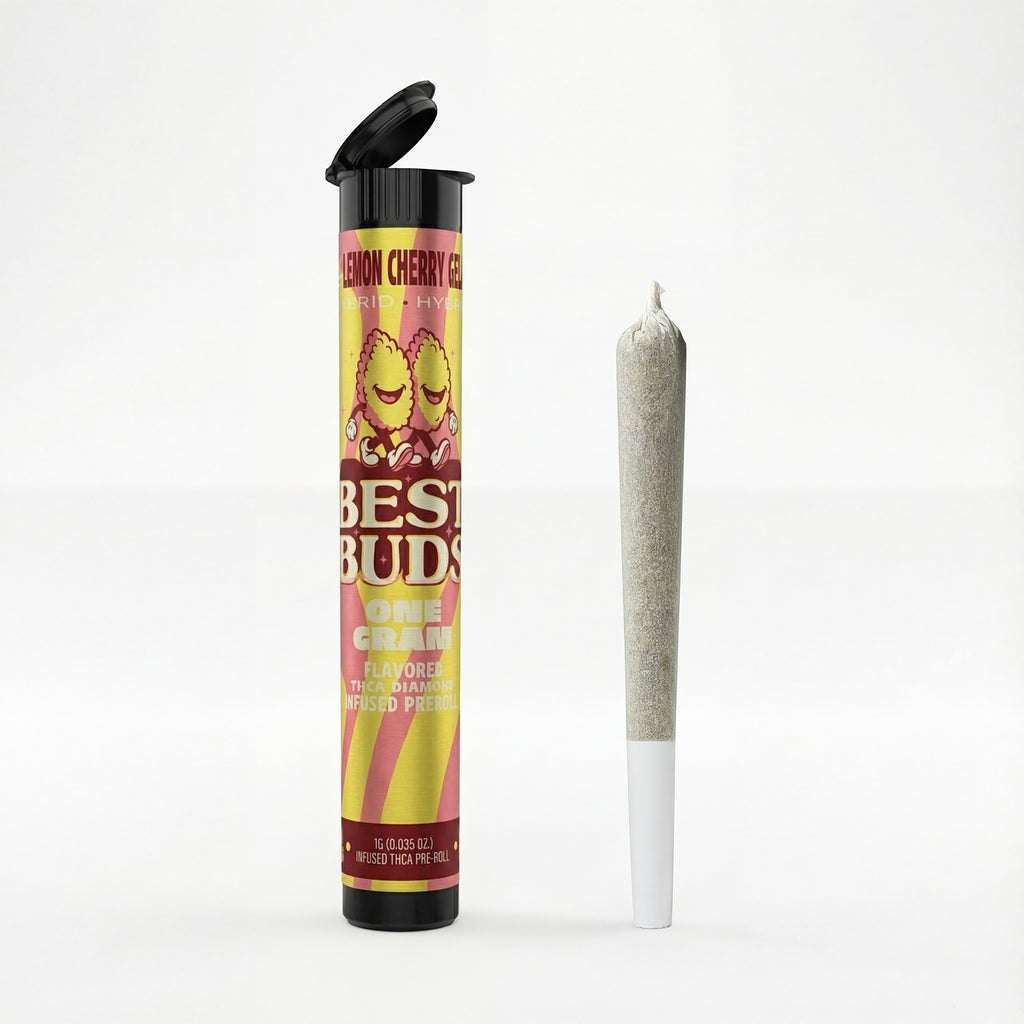 Best Buds Lemon Cherry Gelato 1g Diamond Infused Pre Roll
