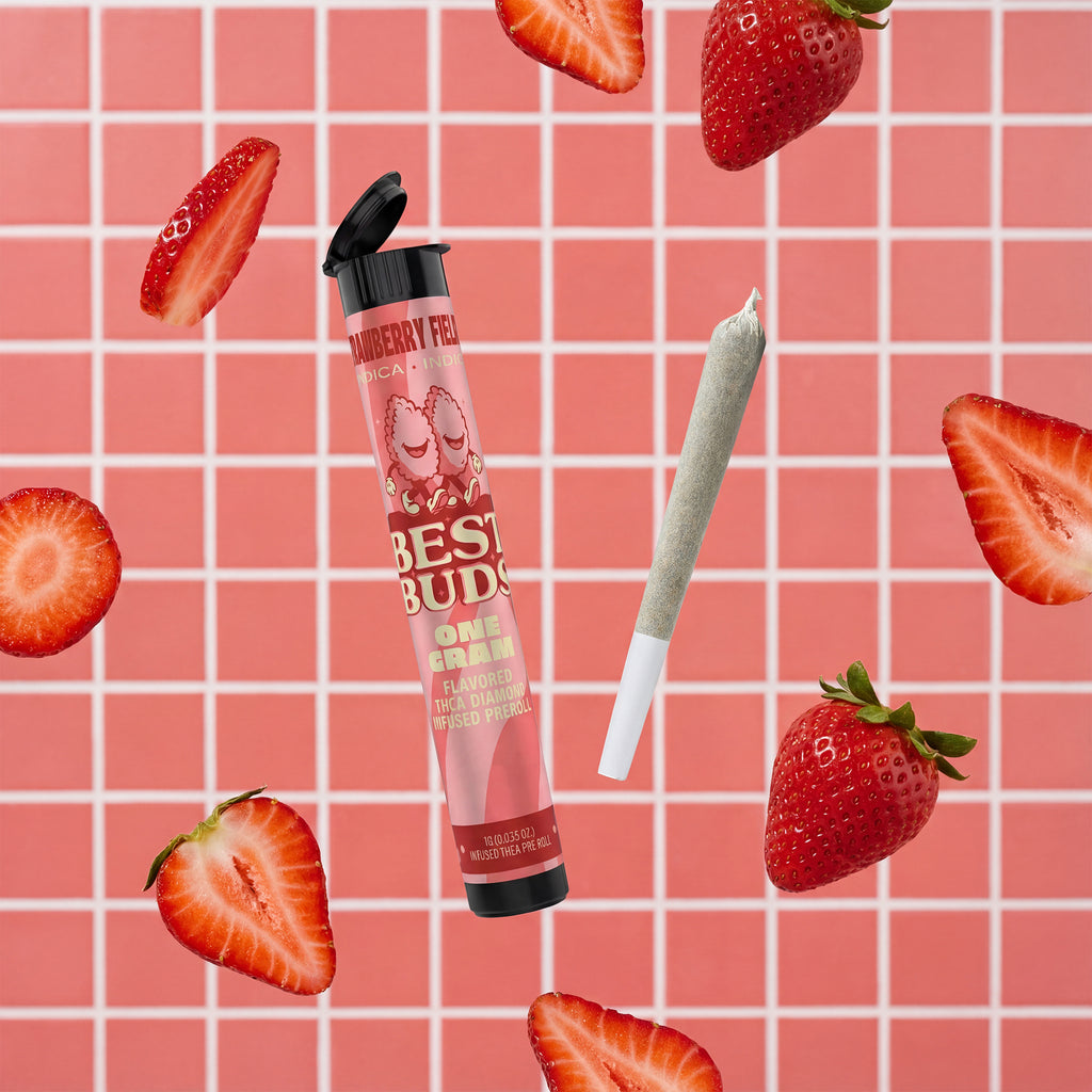 Best Buds Strawberry Fields 1g Diamond Infused Pre Roll